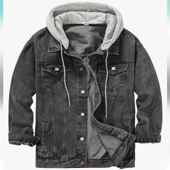 DOSLAVIDA Men's/Unisex Distressed Denim Button Down Jean Jacket - NWT - Picture 2 of 7